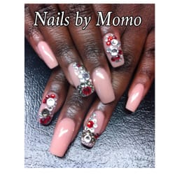 Michael's Salon - Pink acrylic powder with stones