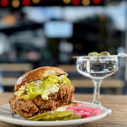 Lucky Horseshoe Lounge - Sicilian Fried Chicken Sandwich with Dirty Martini