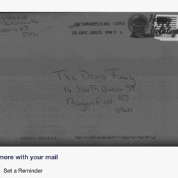A piece of mail addressed to someone that does not live at w. Me and some other location in Bergenfield that is NOT my address!!!!!!!
