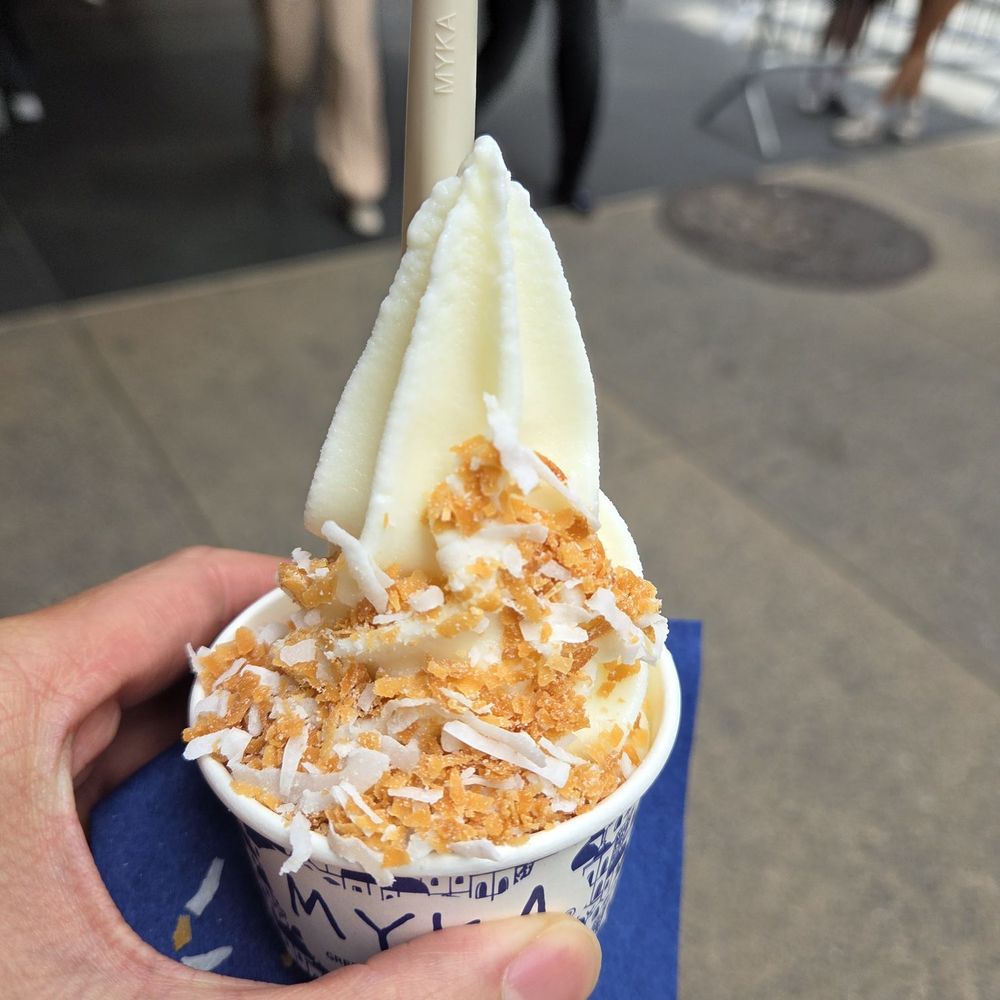 Myka - Pina colada froyo with toasted coconut flakes - Ice Cream & Frozen Yogurt Near Me - New York, New York Myka - Pina colada froyo with toasted coconut flakes - Ice Cream & Frozen Yogurt Near Me - New York, New York