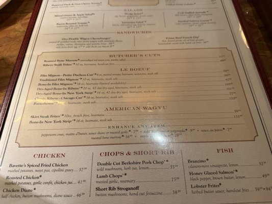 Menu photo 1 Bavette's Las Vegas, NV