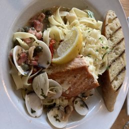 Salmon, clams, capers, tagliatelle Salmon, clams, capers, tagliatelle
