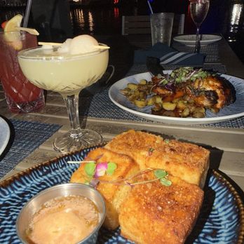 Shooters Waterfront - Cornbread  Lychee Martini  Roasted Chicken - New American Near Me - Fort Lauderdale, Florida