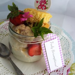 The Lavender Blue Paperie & Tea Room - The Truly Scrumptious - vanilla sponge, honey, whipped cream, ice cream and Strawberries