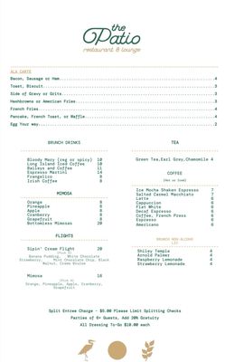 Menu photo 2 The Patio Restaurant & Lounge Quincy, IL Menu photo 2 The Patio Restaurant & Lounge Quincy, IL
