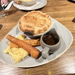 Steak and Ale pie with mash.