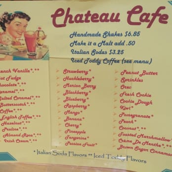 Chateau at the Oregon Caves - Milkshake menu at Chateau Cafe. - Hotels Near Me - Cave Junction, Oregon