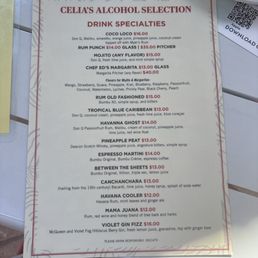 Drink menu Drink menu