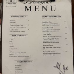 The Public House - Sept 26, 2026 breakfast menu