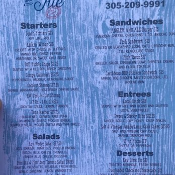 Angler & Ale - Menu - Seafood Near Me - Duck Key, Florida