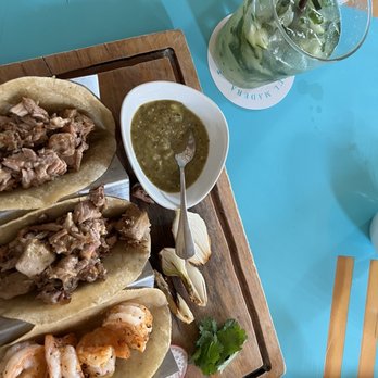 Azul Madera - Street Taco trio and mojito - Seafood Near Me - San Miguel de Cozumel, ROO Azul Madera - Street Taco trio and mojito - Seafood Near Me - San Miguel de Cozumel, ROO