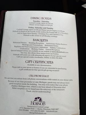 Menu photo 2 HOBNOB Racine, WI