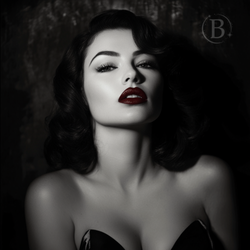 Baronés Lovey De Luxe - Film Noir Film-inspired pinup portrait.