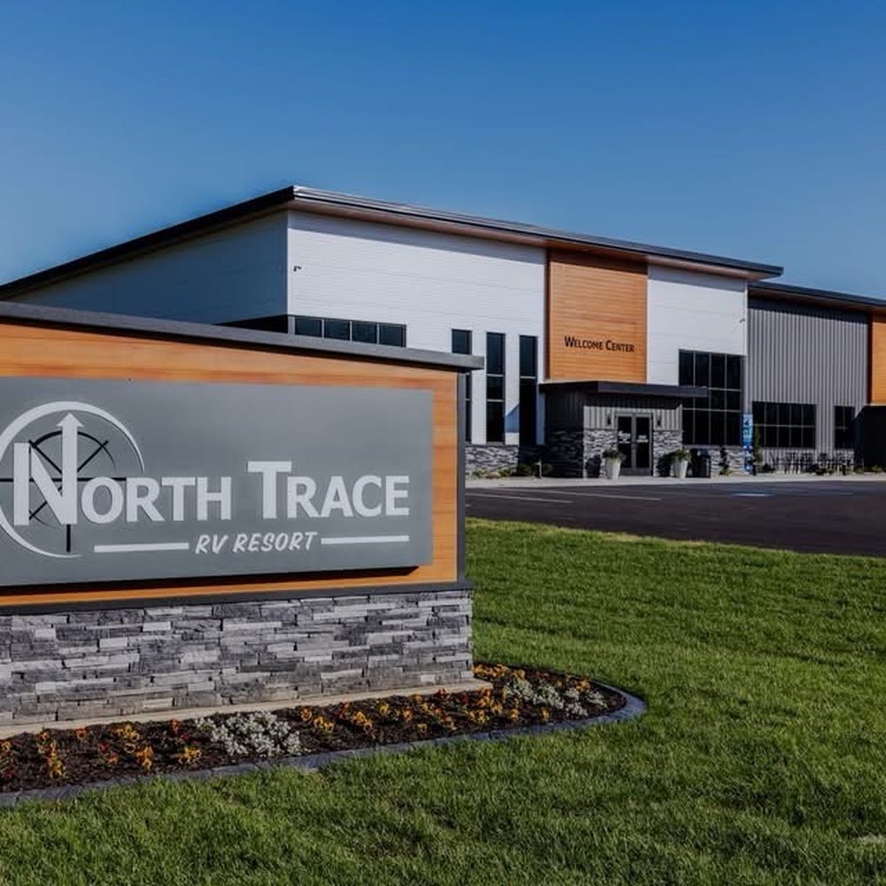 North Trace Rv Resort - Front entrance and welcome center - RV Parks Near Me - Syracuse, Indiana