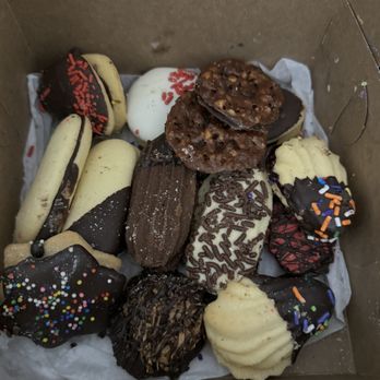 Alpine Pastry Shoppe - Most amazing Italian cookies ever! This photo was taken after many were eaten! Hard to stop because so scrumptious! - Bakeries Near Me - Smithtown, New York
