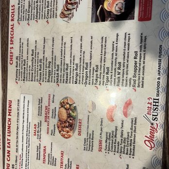Ohayo Sushi Tyler - Lunch menu and there's a backside too. - Japanese Near Me - Tyler, Texas