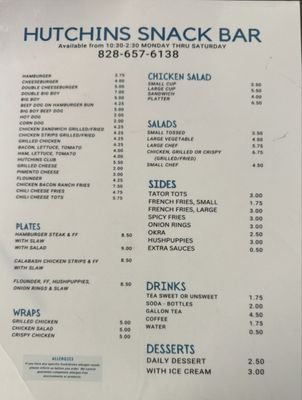 Menu photo 1 Hutchins Snack Bar Caroleen, NC