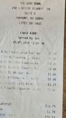 Menu photo 1 The Wine Down Pahrump, NV
