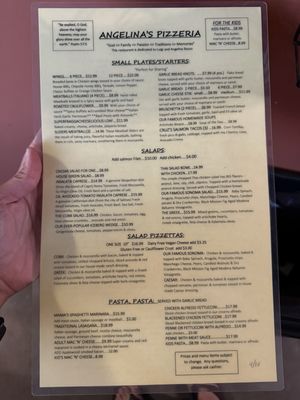 Menu photo 2 Angelina's Pizzeria Salinas, CA