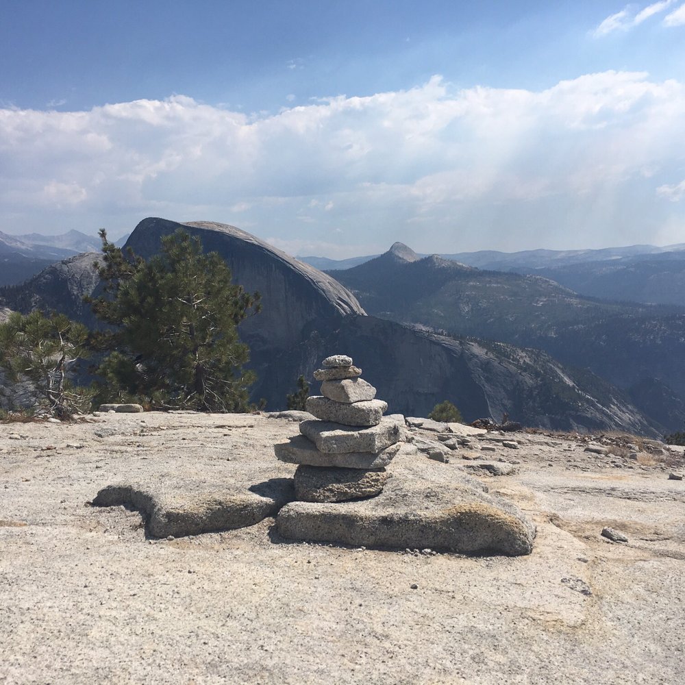 Cairn with a view of half dome Cairn with a view of half dome