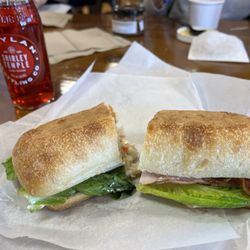 The Vin Bin - Firehouse Smoked Turkey plainville farms smoked turkey, smoked sundried tomato spread, mayo, bacon, provolone, lettuce, tomato, ciabatta