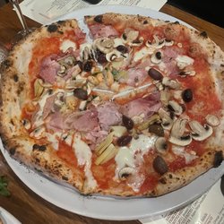 L’antica Pizzeria Da Michele - Santa Barbara - CAPRICCIOSA: Tomato, Fior di Latte, Pecorino, Basil, Artichoke, Mushroom, Black Olive, Ham