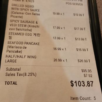 Hanshin Pocha - We didn't eat the raw seafood pancake, and burned steam egg, and this restaurant still charge me both items. Horrible. - Korean Near Me - Katy, Texas Hanshin Pocha - We didn't eat the raw seafood pancake, and burned steam egg, and this restaurant still charge me both items. Horrible. - Korean Near Me - Katy, Texas