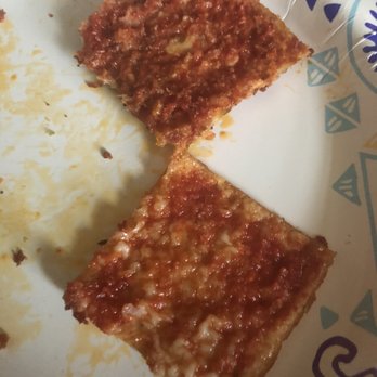 Arni's - Took top off piece of pizza to show there is hardly any sauce when there should be extra. - Pizza Near Me - Greenwood, Indiana