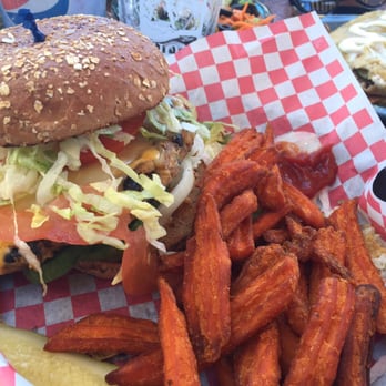 Oscar's Cafe - Avocado burger (excellent) with delicious homemade sweet potato fries - Mexican Near Me - Springdale, Utah Oscar's Cafe - Avocado burger (excellent) with delicious homemade sweet potato fries - Mexican Near Me - Springdale, Utah