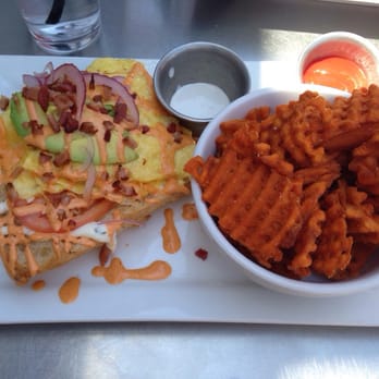 Crave Kitchen and Bar - No Brainer with sweet potato waffle fries and cinnamon marshmallow cream. $10 - New American Near Me - El Paso, Texas Crave Kitchen and Bar - No Brainer with sweet potato waffle fries and cinnamon marshmallow cream. $10 - New American Near Me - El Paso, Texas