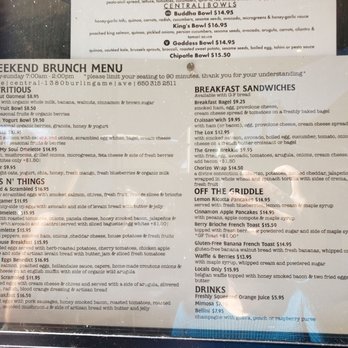 Caffe Central - Menu as of sept. 2021 - Coffee & Tea Near Me - Burlingame, California