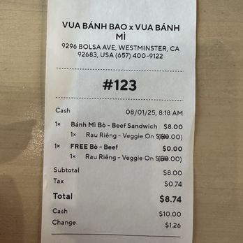 King Banh Mi - Bill - Sandwiches Near Me - Westminster, California