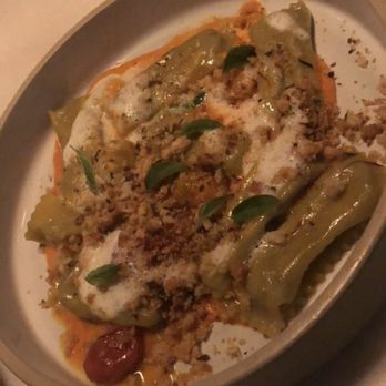 Madre - EGGPLANT AGNOLOTTI heirloom tomatoes/ housemade ricotta / sesame tahini - New American Near Me - Brooklyn, New York