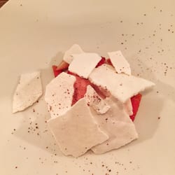 Bistrot Lucien - Merengue with rhubarb and strawberry sorbet