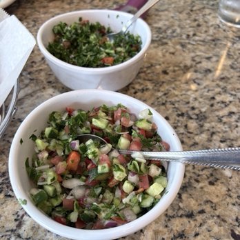 Sahara Restaurant - Tabouli (top) and Shirazi Salad - Persian/Iranian Near Me - Dallas, Texas Sahara Restaurant - Tabouli (top) and Shirazi Salad - Persian/Iranian Near Me - Dallas, Texas