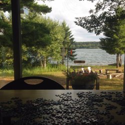 Del-Les Resort - A view of Little Lake from the inside of the Tamarack cabin