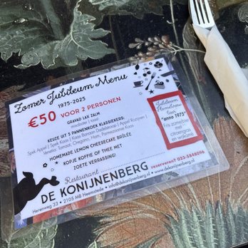 De Konijnenberg - 11-Aug-2025 Summer Anniversary Menu for 2 - Creperies Near Me - Heemstede, New Hampshire