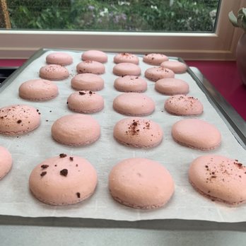 Cook With Muriel - Shells for the strawberry macarons - Cooking Classes Near Me - Tampa, Florida Cook With Muriel - Shells for the strawberry macarons - Cooking Classes Near Me - Tampa, Florida