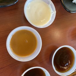 So many sauces! The mushroom gravy was delish! So many sauces! The mushroom gravy was delish!