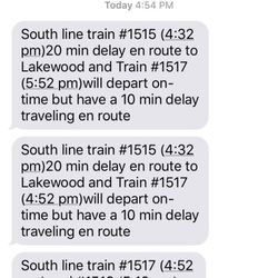 Sounder Train - The regular text messages one gets advising of Sounder delays.
