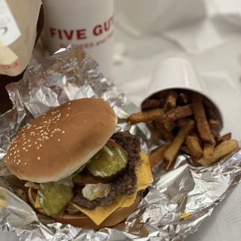 Five Guys - Cheeseburger meal. Fantastic burger n fries! Love. - Fast Food Near Me - Glendale, California