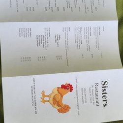Sister's Restaurant - Menu May 2024
