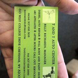 T and T Auto Center LLC - Business card