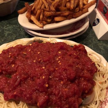 Arnie's Restaurant - My favorite staple when I come...spaghetti with marinara sauce with mushroom and a side of fries which I dip into the marinara sauce - Italian Near Me - Plattsburgh, New York Arnie's Restaurant - My favorite staple when I come...spaghetti with marinara sauce with mushroom and a side of fries which I dip into the marinara sauce - Italian Near Me - Plattsburgh, New York
