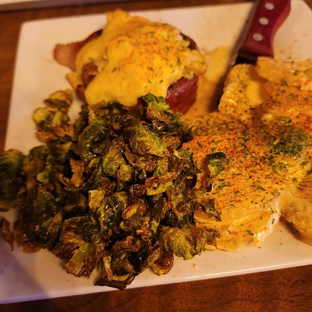 Teton House - Bacon wrapped crab smothered tenderloin with their signature sides - Seafood Near Me - Menan, Idaho Teton House - Bacon wrapped crab smothered tenderloin with their signature sides - Seafood Near Me - Menan, Idaho