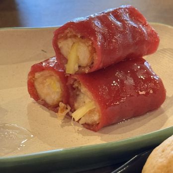 Tim Ho Wan - Crispy shrimp 19. Crispy Shrimp Red Rice Rolls with Roselle Sauce - Dim Sum Near Me - Irvine, California