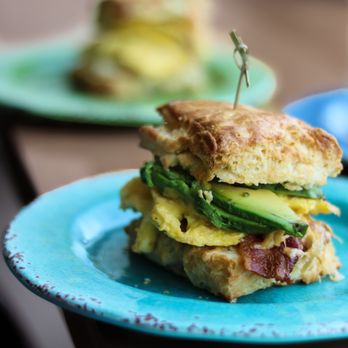 Kahnfections - garlic aioli + cheddar + bacon or chicken + avocado + upgraded to a cheddar bacon biscuit - Bakeries Near Me - San Francisco, California