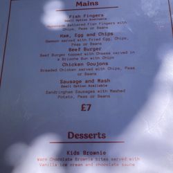 White Hart Inn - Sunday children's menu.
