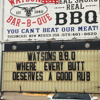 Watson's BBQ - Sign in front of the restaurant - Barbeque Near Me - Tucumcari, New Mexico