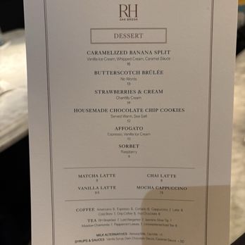 RH Rooftop Restaurant at RH Oak Brook - Dessert Menu - Breakfast & Brunch Near Me - Oak Brook, Illinois